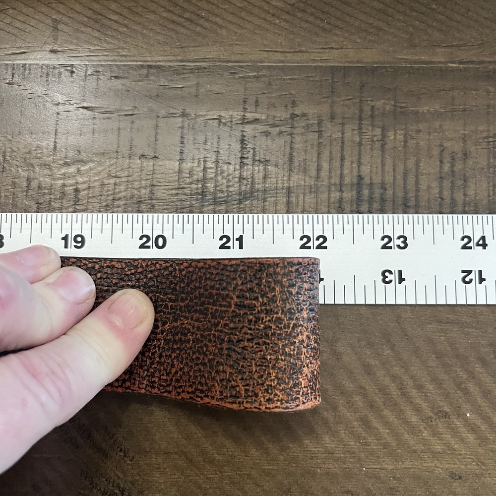vintage full grain leather‎ 40 brown Orange belt COWHIDE y2k 1990s Heavy Buckle - Picture 7 of 7